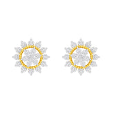 22k Yellow Cubic Zirconia Studs Antique Earrings with gold weight of 5.36g